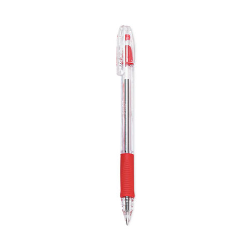 Image of Pilot® EasyTouch Ballpoint Pen, Stick, Fine 0.7 mm, Red Ink, Clear/Red Barrel, Dozen