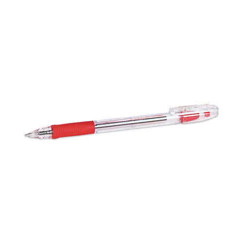 Image of Pilot® EasyTouch Ballpoint Pen, Stick, Fine 0.7 mm, Red Ink, Clear/Red Barrel, Dozen