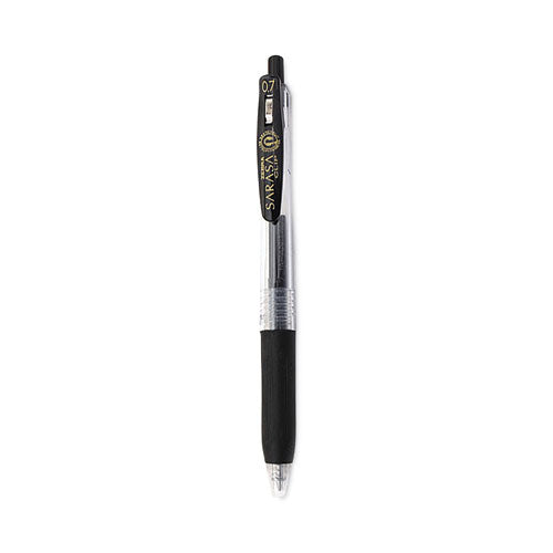 Image of Zebra® Sarasa Clip Gel Pen, Retractable, Medium 0.7 mm, Black Ink, Clear/Black Barrel, 12/Pack
