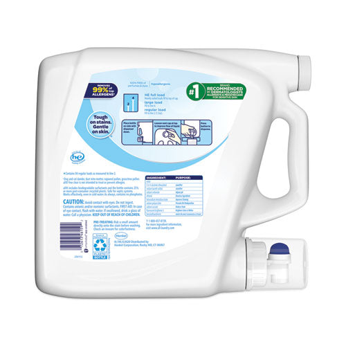 Image of All® Ultra Free Clear Liquid Detergent, Unscented, 141 Oz Bottle, 4/carton