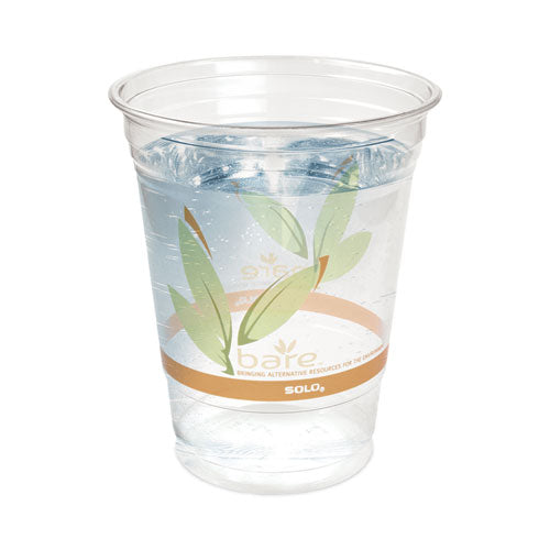 Image of Dart® Bare Eco-Forward RPET Cold Cups, Squat, 12 oz to 14 oz, Plastic, Leaf Design, 50/Pack
