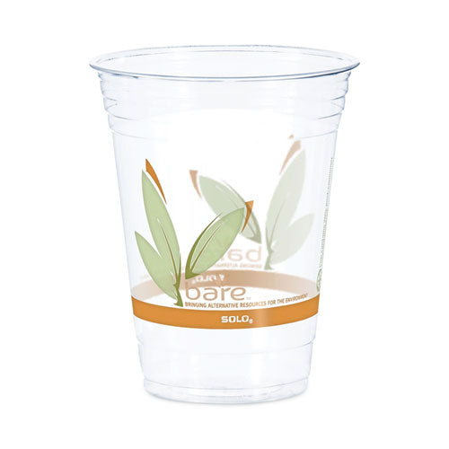 Image of Dart® Bare Eco-Forward RPET Cold Cups, 16 oz to 18 oz, Plastic, Leaf Design, 50/Pack