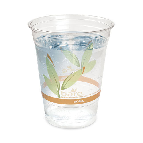 Image of Dart® Bare Eco-Forward RPET Cold Cups, Squat, 12 oz to 14 oz, Plastic, Leaf Design, 50/Pack, 20 Packs/Carton