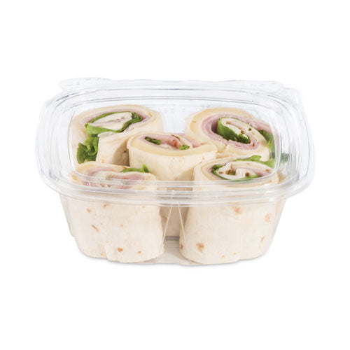 Image of Dart® ClearPac SafeSeal Tamper-Resistant/Evident Containers, Flat Lid, 12 oz, Clear, Plastic, 100/Bag, 2 Bags/Carton