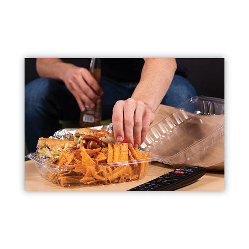 Image of Dart® ClearSeal Hinged-Lid Plastic Containers, 9.3 x 8.8 x 3, Clear, Plastic, 100/Bag, 2 Bags/Carton
