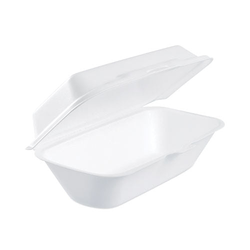 Image of Dart® Foam Hinged Lid Container, Hoagie Container With Removable Lid, 5.3 X 9.8 X 3.3, White, 125/bag, 4 Bags/carton