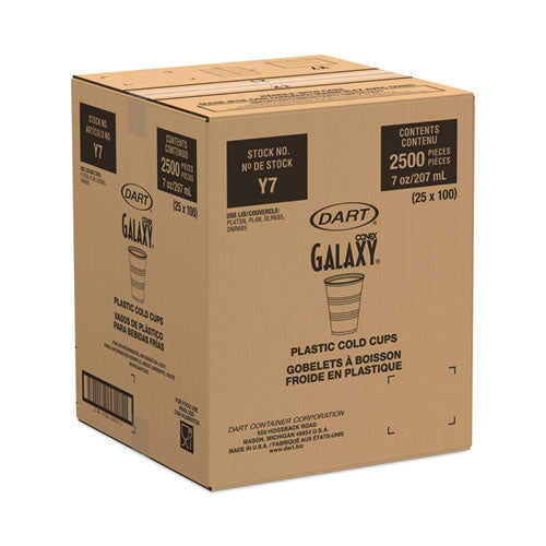 Image of Dart® High-Impact Polystyrene Cold Cups, 7 oz, Plastic, Translucent, 100/Sleeve, 25 Sleeves/Carton