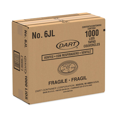 Image of Dart® Plastic Lids for Foam Containers, Vented, Fits 3.5 oz to 6 oz, White, 100/Pack, 10 Packs/Carton