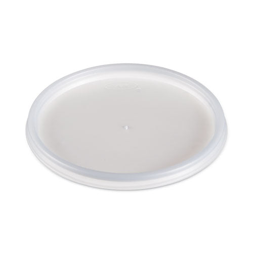 Image of Dart® Plastic Lids for Foam Cups, Bowls and Containers, Flat, Vented, Fits 6 oz to 32 oz, Translucent, 100/Pack, 10 Packs/Carton