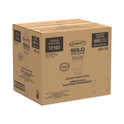 Image of SOLO® Ultra Clear PET Cups, Squat, 16 oz, Plastic, 50/Pack