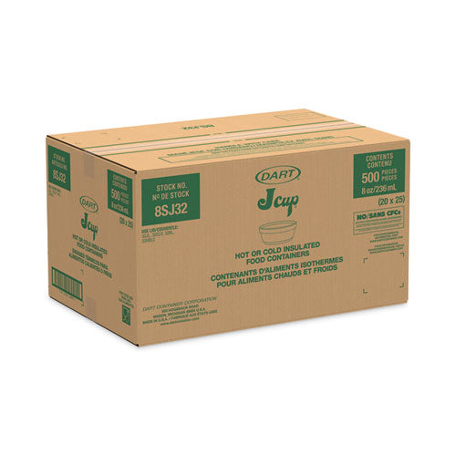 Image of Dart® Foam Container, Squat, 8 oz, 4.63" Diameter x 1.13" h, White, 500/Carton