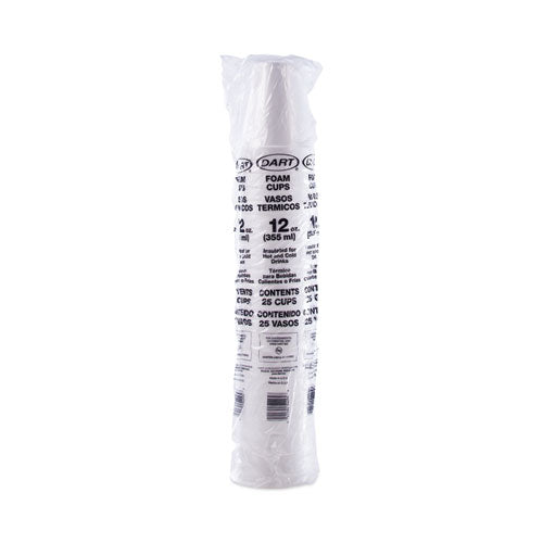 Image of Dart® Foam Drink Cups, 12 Oz, White, 25/pack