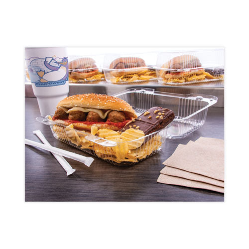 Image of Dart® StayLock Clear Hinged Lid Containers, 5.4 x 9 x 3.5, Clear, Plastic, 250/Carton