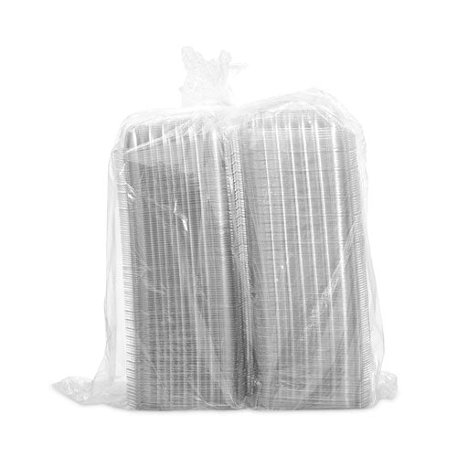 Image of Dart® ClearSeal Hinged-Lid Plastic Containers, 8.31 x 8.31 x 2, Clear, Plastic, 125/Bag, 2 Bags/Carton