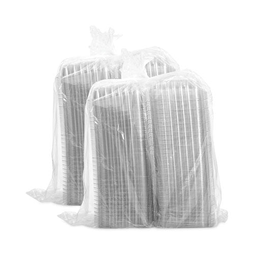 Image of Dart® ClearSeal Hinged-Lid Plastic Containers, 8.31 x 8.31 x 2, Clear, Plastic, 125/Bag, 2 Bags/Carton