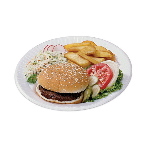 Image of Dart® Quiet Classic Laminated Foam Dinnerware Plate, 9" Dia, White, 125/pack