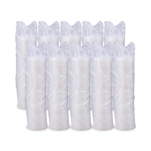Image of Dart® Lift n' Lock Plastic Hot Cup Lids, With Straw Slot, Fits 10 oz to 14 oz Hot Cups, Translucent, 100/Sleeve, 10 Sleeves/Carton