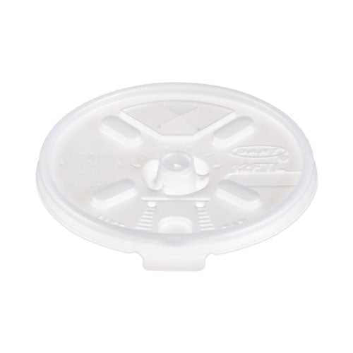 Image of Dart® Lift n' Lock Plastic Hot Cup Lids, With Straw Slot, Fits 10 oz to 14 oz Hot Cups, Translucent, 100/Sleeve, 10 Sleeves/Carton