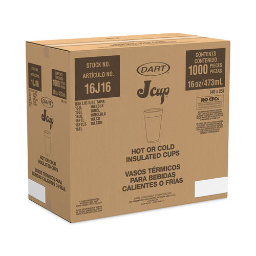Image of Dart® Horizon Hot/Cold Foam Drinking Cups, 16 oz, White/Cranberry, 25/Bag, 40 Bags/Carton