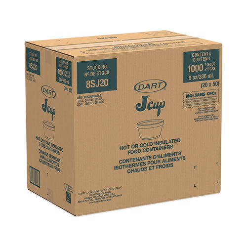 Image of Dart® Foam Container, Extra Squat, 8 oz, White, 1,000/Carton