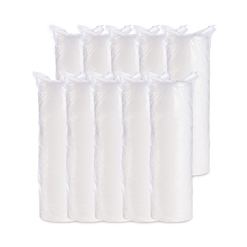Image of Dart® Plastic Lids for Foam Cups, Bowls and Containers, Flat, Vented, Fits 6 oz to 32 oz, Translucent, 100/Pack, 10 Packs/Carton