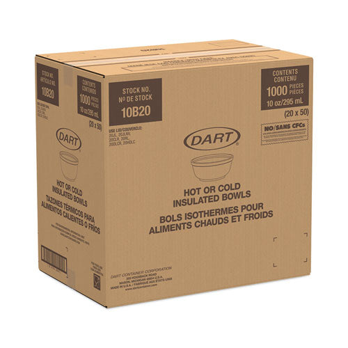 Image of Dart® Foam Bowls, 10 Oz, White, 50/pack, 20 Packs/carton
