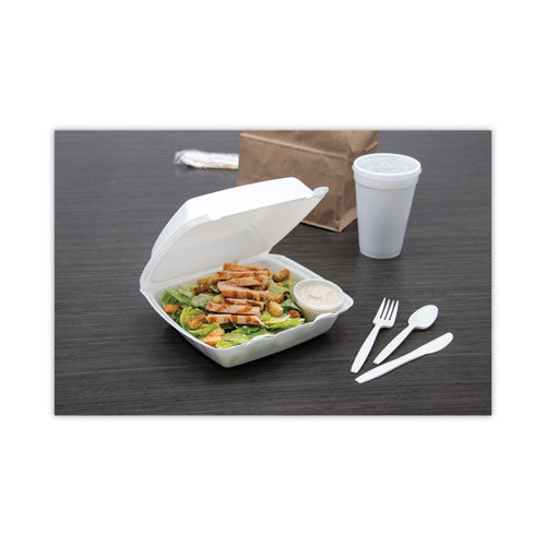 Image of Dart® Foam Hinged Lid Containers, 8.38 x 7.78 x 3.25, White, 200/Carton
