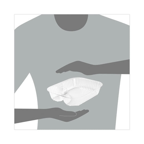 Image of Dart® ClearPac Large Nacho Tray, 2 Compartments, 3.3 oz, 6.2 x 6.2 x 1.6, Clear, Plastic, 500/Carton