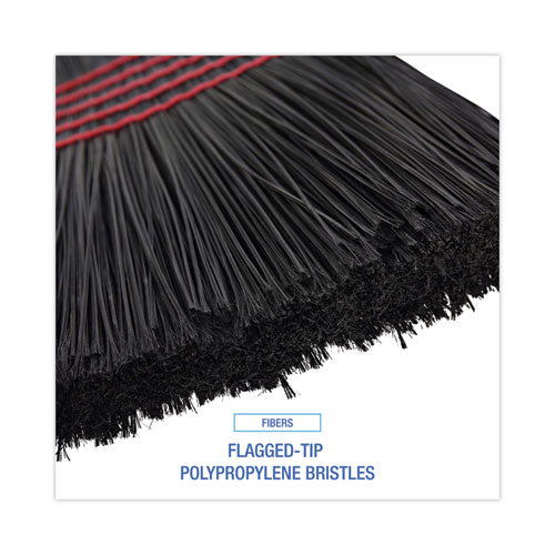 Image of Boardwalk® Flagged Tip Poly Bristle Janitor Brooms, 10 X 58.5, Wood Handle, Natural/black, 12/carton