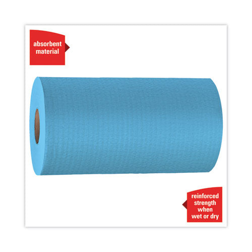 Image of WypAll® General Clean X60 Cloths, Small Roll, 9.8 x 13.4, Blue, 130/Roll, 12 Rolls/Carton