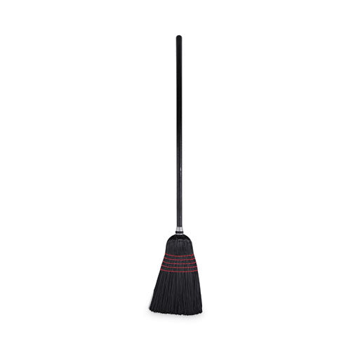Image of Boardwalk® Flagged Tip Poly Bristle Janitor Brooms, 10 X 58.5, Wood Handle, Natural/black, 12/carton