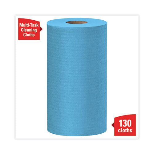 Image of WypAll® General Clean X60 Cloths, Small Roll, 9.8 x 13.4, Blue, 130/Roll, 12 Rolls/Carton