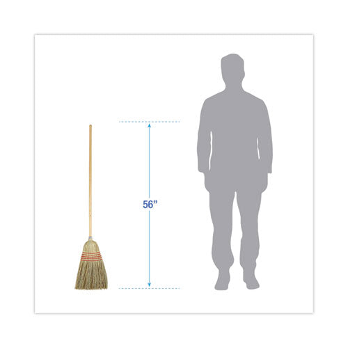 Image of Boardwalk® Parlor Broom, Yucca/corn Fiber Bristles, 56" Overall Length, Natural, 12/carton