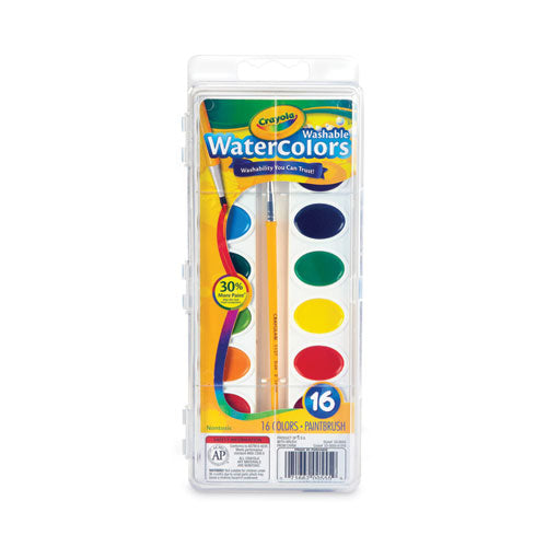 Image of Crayola® Washable Watercolors, 16 Assorted Colors, Palette Tray