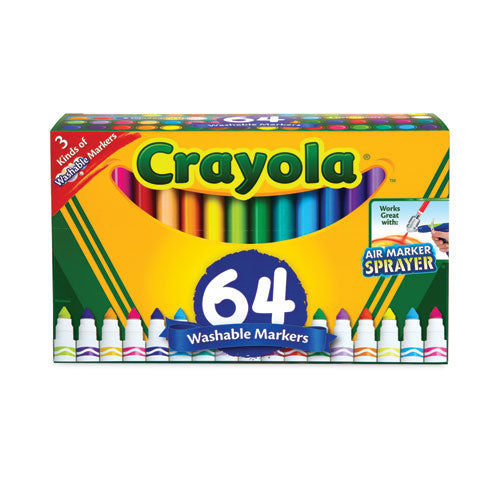 Image of Crayola® Broad Line Washable Markers, 48 Broad Bullet Tip/8 Gel/8 Window, Assorted Colors, 64/Set