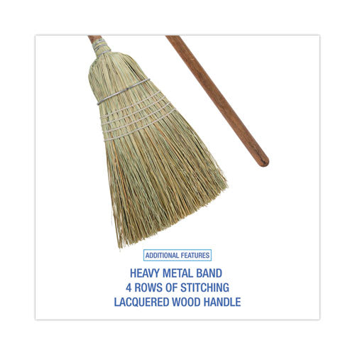 Image of Boardwalk® Corn/fiber Brooms, Corn/synthetic Fiber Bristles, 60" Overall Length, Gray/natural, 6/carton