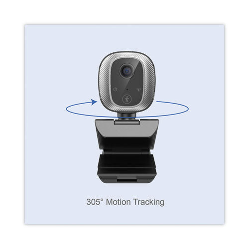 Image of Adesso CyberTrack M1 HD Fixed Focus USB Webcam with AI Motion/Facial Tracking, 1920 Pixels x 1080 Pixels, 2.1 Mpixels, Black/Silver