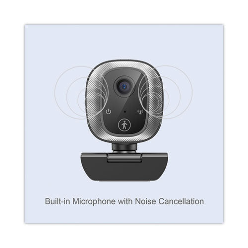 Image of Adesso CyberTrack M1 HD Fixed Focus USB Webcam with AI Motion/Facial Tracking, 1920 Pixels x 1080 Pixels, 2.1 Mpixels, Black/Silver