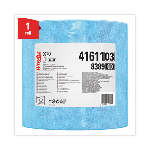 Image of WypAll® X70 Cloths, Jumbo Roll, 12.4 x 12.2, Blue, 870/Roll