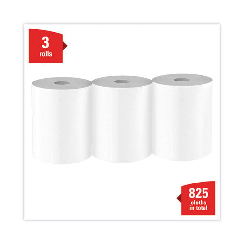 Image of WypAll® X70 Cloths, Center-Pull, 9.8 x 12.2, White, 275/Roll, 3 Rolls/Carton