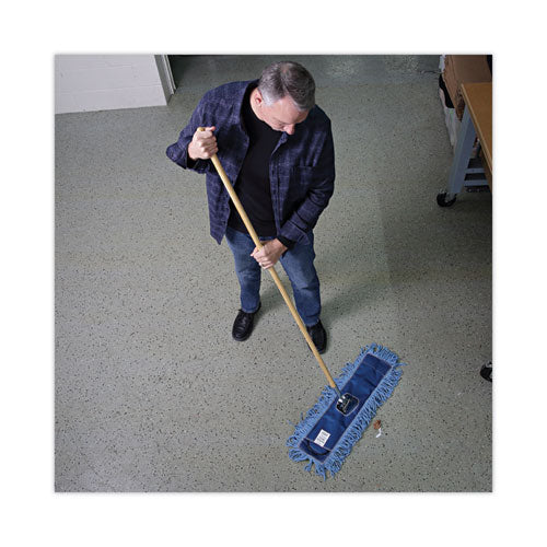 Image of Boardwalk® Clip-On Dust Mop Handle, Lacquered Wood, Swivel Head, 1" dia x 60", Natural