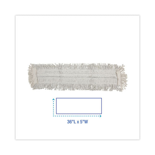 Image of Boardwalk® Disposable Dust Mop Head W/sewn Center Fringe, Cotton/synthetic, 36w X 5d, White