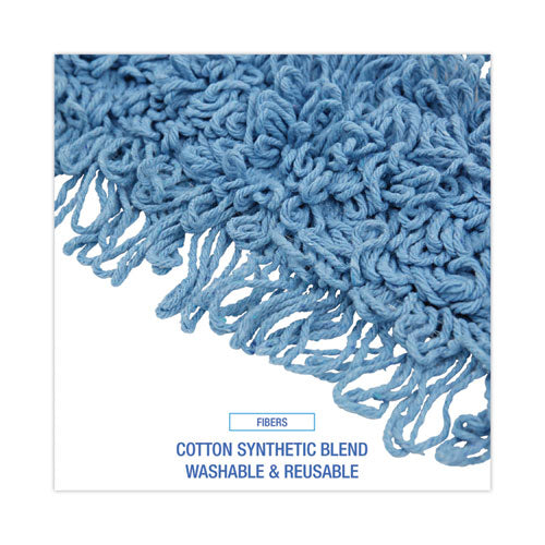 Image of Boardwalk® Mop Head, Dust, Looped-End, Cotton/synthetic Fibers, 18 X 5, Blue