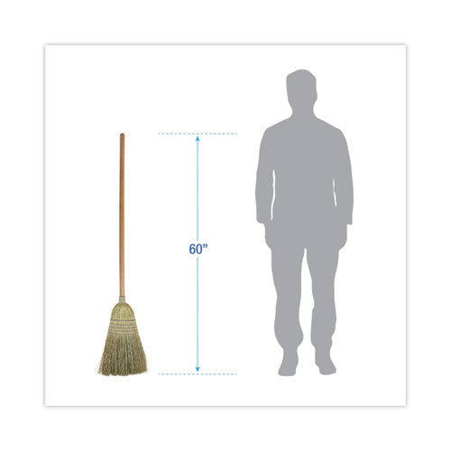 Image of Boardwalk® 100% Corn Brooms, 60" Overall Length, Natural, 6/Carton