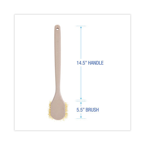 Image of Boardwalk® Utility Brush, Cream Polypropylene Bristles, 5.5" Brush, 14.5" Tan Plastic Handle