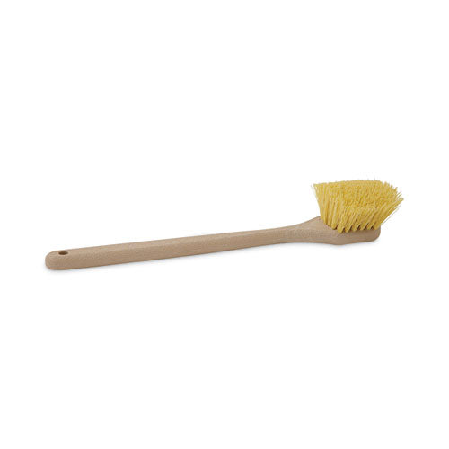 Image of Boardwalk® Utility Brush, Cream Polypropylene Bristles, 5.5" Brush, 14.5" Tan Plastic Handle