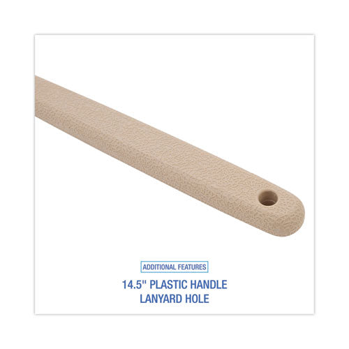 Image of Boardwalk® Utility Brush, Cream Polypropylene Bristles, 5.5" Brush, 14.5" Tan Plastic Handle