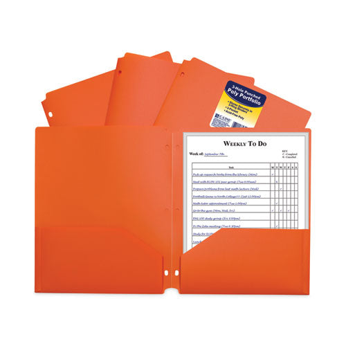 Image of C-Line® Two-Pocket Heavyweight Poly Portfolio Folder, 3-Hole Punch, 11 x 8.5, Orange, 25/Box