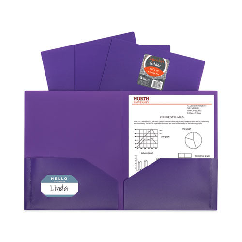 Image of C-Line® Two-Pocket Heavyweight Poly Portfolio Folder, 11 x 8.5, Purple, 25/Box