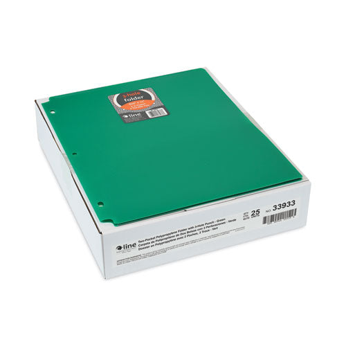 Image of C-Line® Two-Pocket Heavyweight Poly Portfolio Folder, 3-Hole Punch, 11 x 8.5, Green, 25/Box